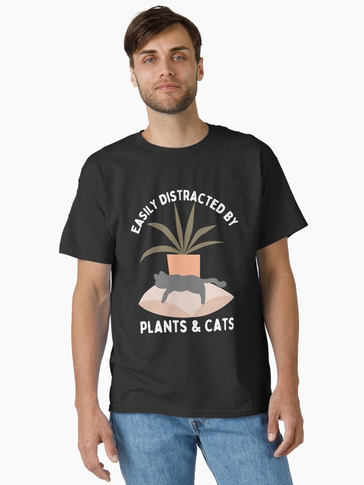 Thumbnail 1 of 7, Classic T-Shirt, Easily Distracted By plants and cats designed and sold by Dollfacedesign.