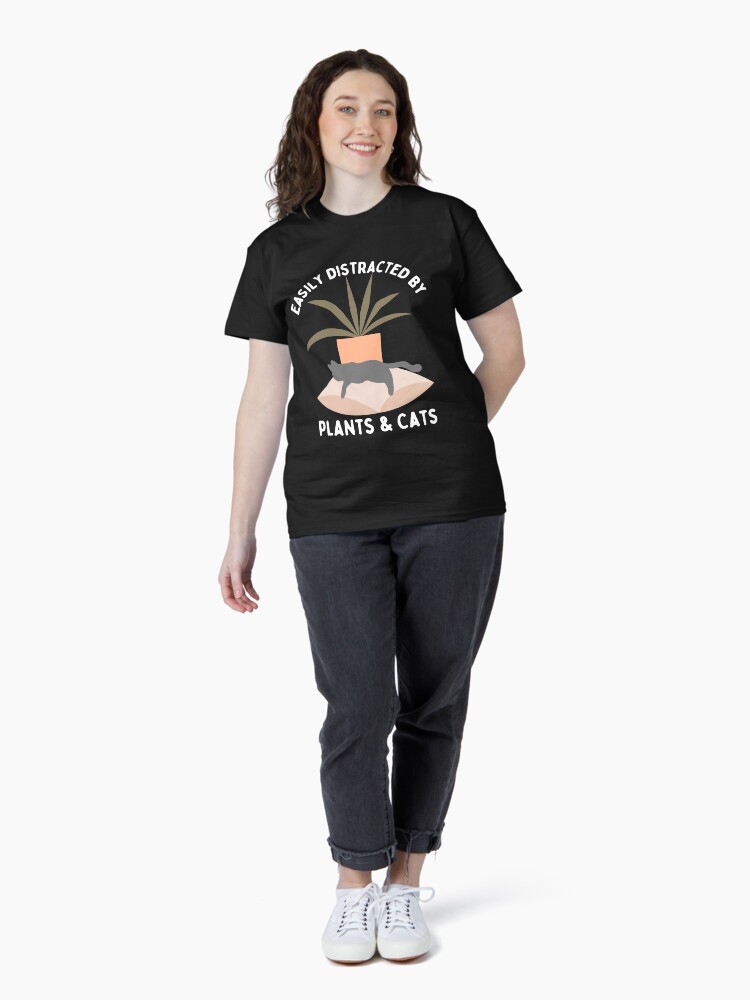Thumbnail 4 of 7, Classic T-Shirt, Easily Distracted By plants and cats designed and sold by Dollfacedesign.