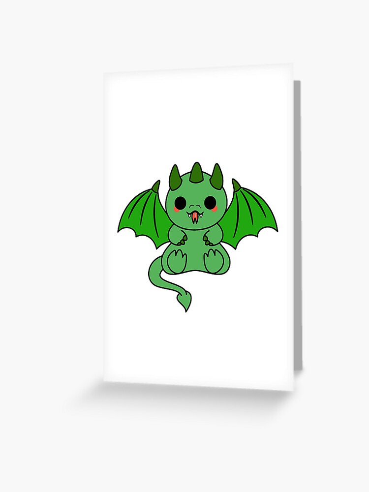 Kawaii Dragon Greeting Card By Iceyuk Redbubble