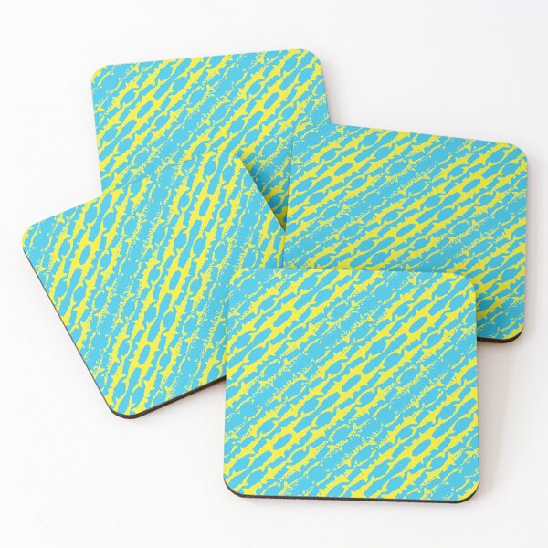 Item preview, Abstract Diagonal Bright Yellow Shark Pattern on default Aqua background designed and sold by pelagio.