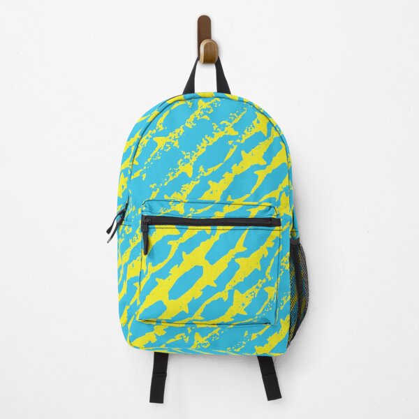 Item preview, Abstract Diagonal Bright Yellow Shark Pattern on default Aqua background designed and sold by pelagio.