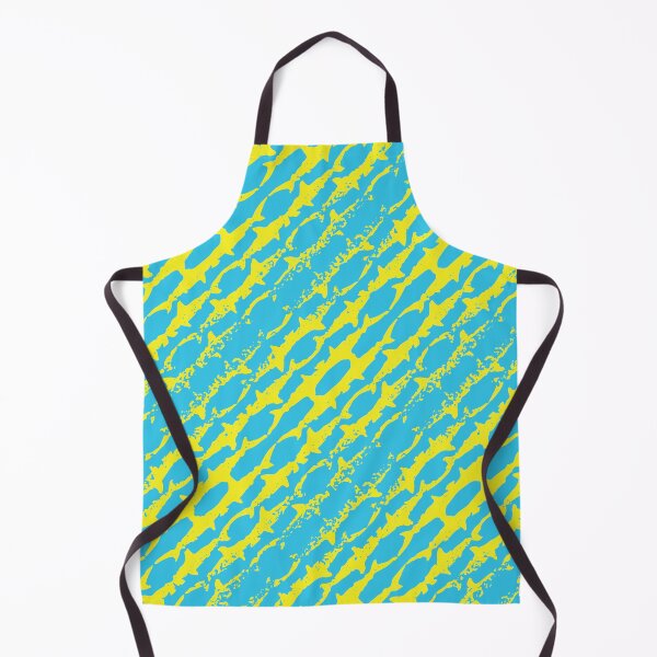 Item preview, Abstract Diagonal Bright Yellow Shark Pattern on default Aqua background designed and sold by pelagio.