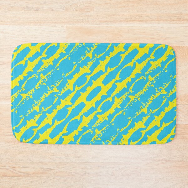 Item preview, Abstract Diagonal Bright Yellow Shark Pattern on default Aqua background designed and sold by pelagio.