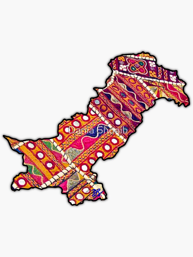 Aperçu 3 sur 3. Sticker avec l'œuvre Le Pakistan en tissu miroir créée et vendue par daniashoaib.