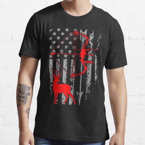 Men's American Flag Bowhunter Patriotic Hunting T-Shirt