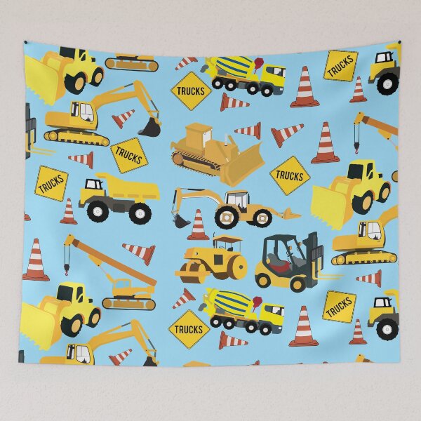Item preview, Construction Trucks Vehicles Pattern - Excavator, Backhoe and more. designed and sold by idovedesign.