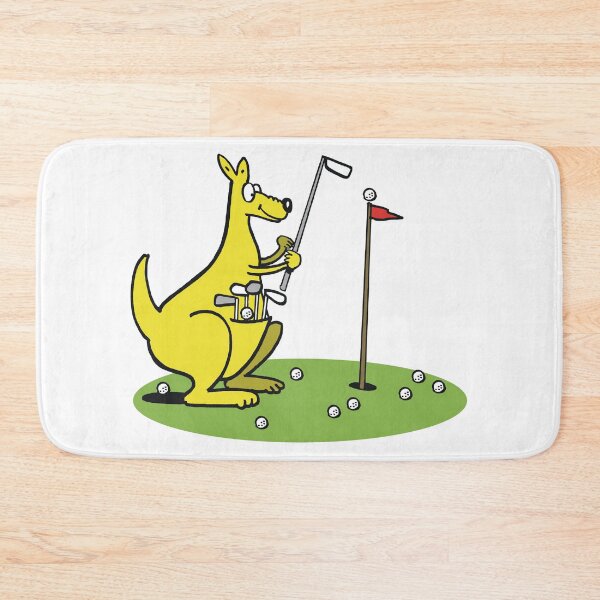 Item preview, Funny cartoon kangaroo playing golf on putting green. designed and sold by Al Benge - NZ & Australian Art.