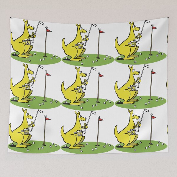 Item preview, Funny cartoon kangaroo playing golf on putting green. designed and sold by Al Benge - NZ & Australian Art.
