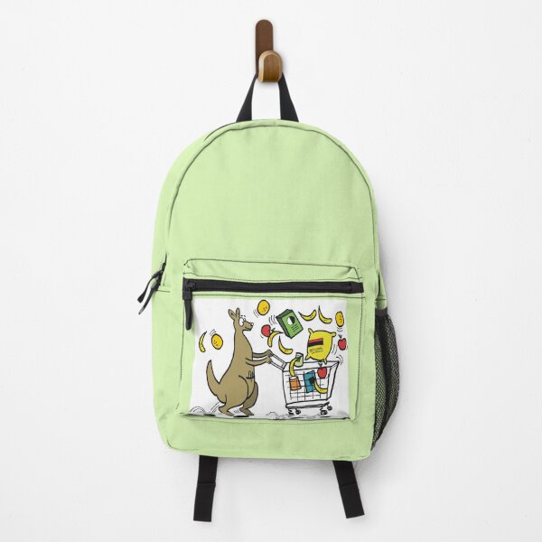 Item preview, Funny cartoon kangaroo shopping with trolley full of groceries designed and sold by Al Benge - NZ & Australian Art.