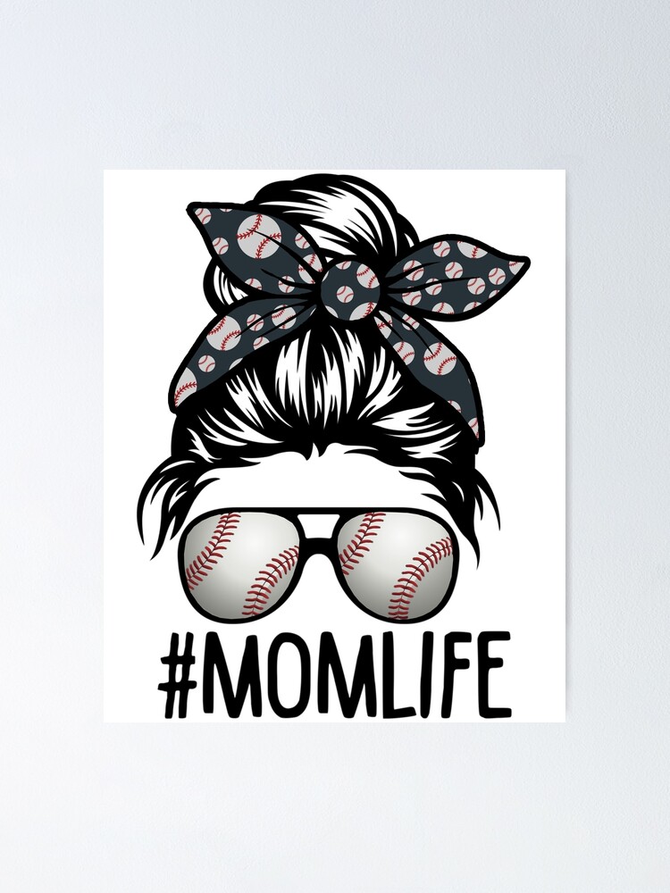 Baseball Mom Happy Mother's Day Messy Bun Leopard Png