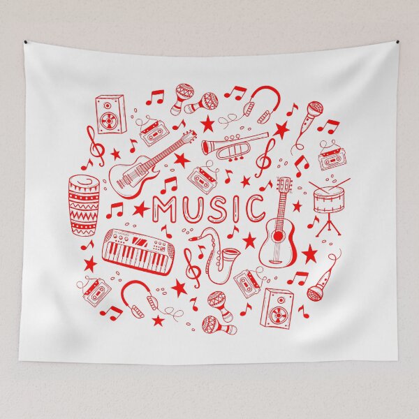 Item preview, Hand drawn musical instruments in doodles style designed and sold by SSK Designs.