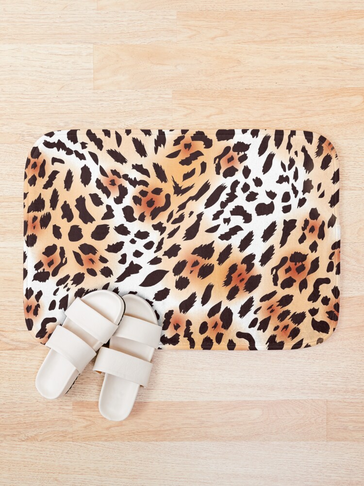 【信頼】 Leopard Wild Animal Bathroom Mat Colorful Flowers Cheetahs Silhou