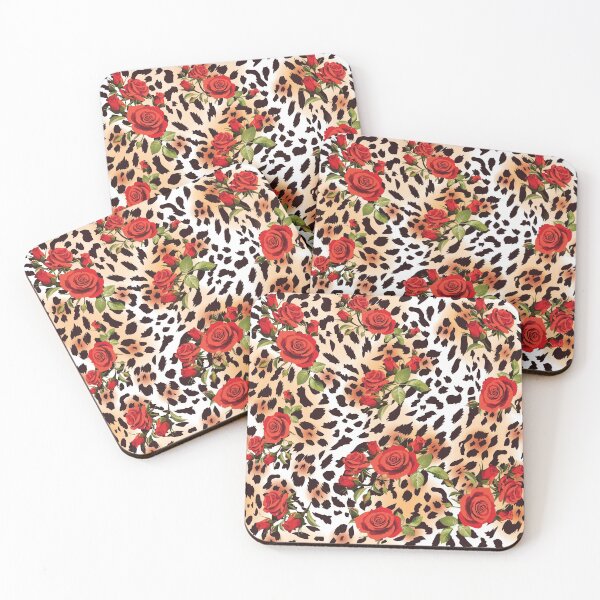 Item preview, Leopard, cheetah skin seamless pattern, with red roses designed and sold by mashmosh.