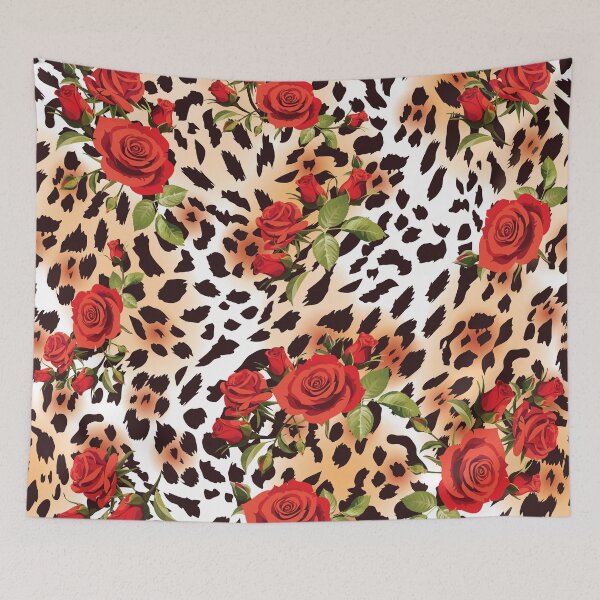 Item preview, Leopard, cheetah skin seamless pattern, with red roses designed and sold by mashmosh.