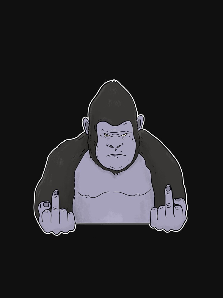 Throw Pillow young gorilla sticking up its middle finger 