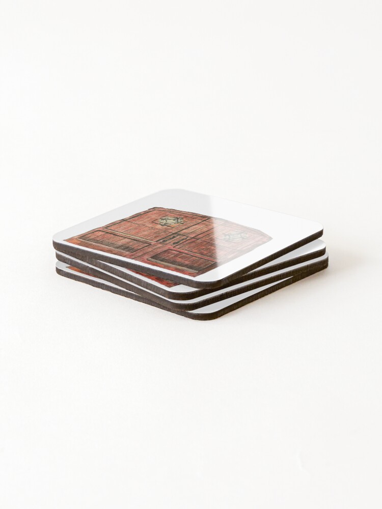 Thumbnail 4 of 5, Coasters (Set of 4), Red Rustic Barn Doors designed and sold by Rpgpbp.