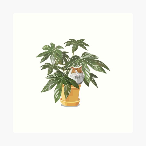 Item preview, Ginger cat and house plant designed and sold by Rosalind  Ingram.