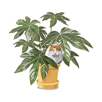 Artwork thumbnail, Ginger cat and house plant by Rosalind Ingram