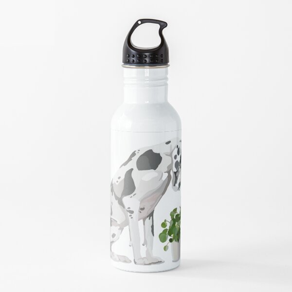 My Urban Jungle - Great Dane with house plant and butterfly Water Bottle