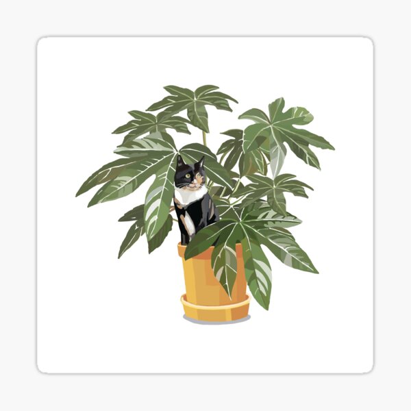 My Urban Jungle - Cat with house plant Sticker