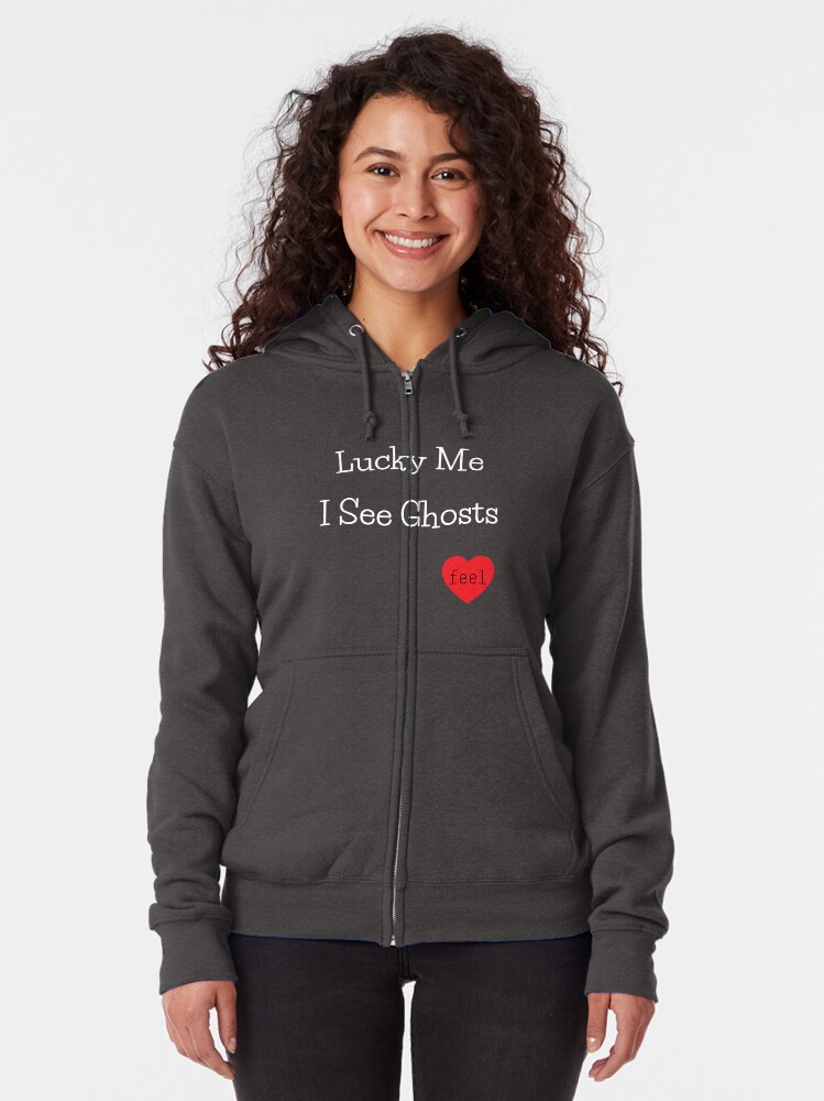Disover Lucky Me I See Ghosts Zipped Hoodie
