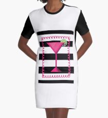 Vestido camiseta Cóctel rosa negro blanco