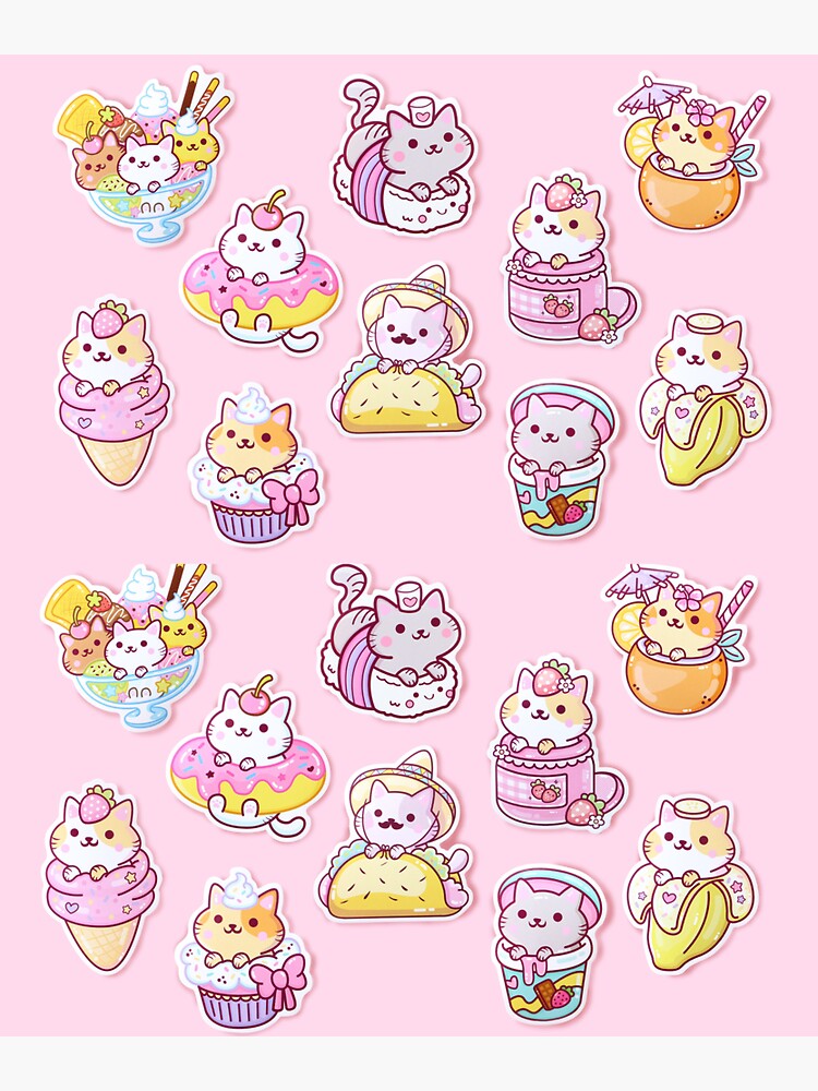 Kawaii Food Cats Mask Set Vinyl Mask Sticker For Sale By Animeonline