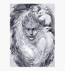 Fairy lady with white peacocks. Photographic Print