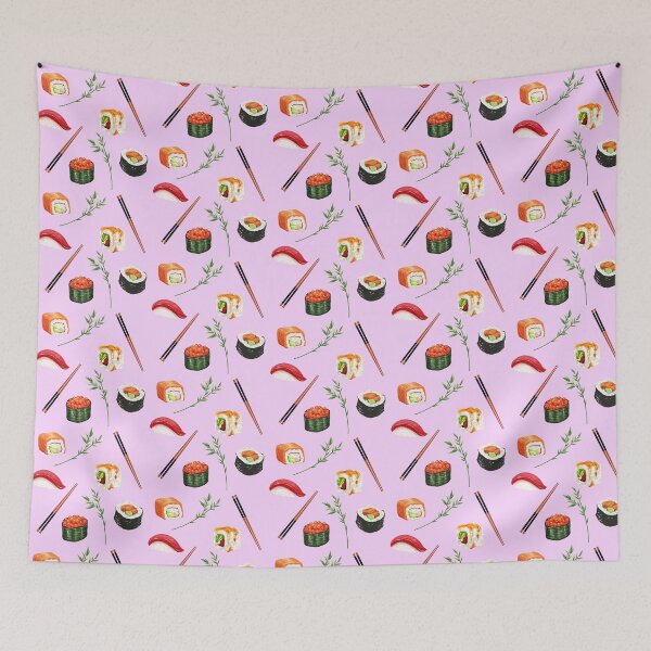 Item preview, Sushi Platter Pattern (pink) designed and sold by CynthSky.