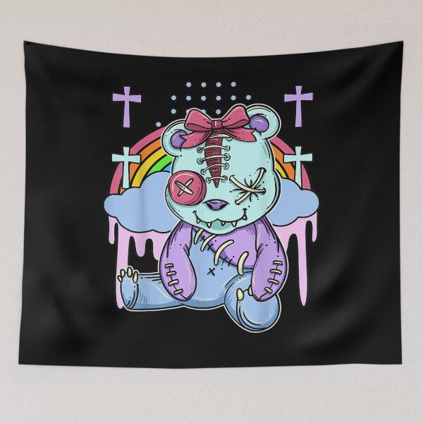 Item preview, Creepy Cute Pastel Goth Teddy Bear Voodoo Doll For Teens  designed and sold by fishingcat19.