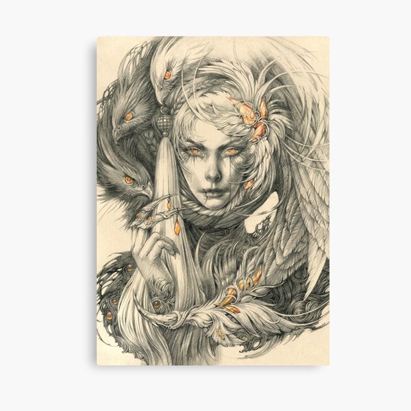 Lady with hawks and amber jewelry Canvas Print