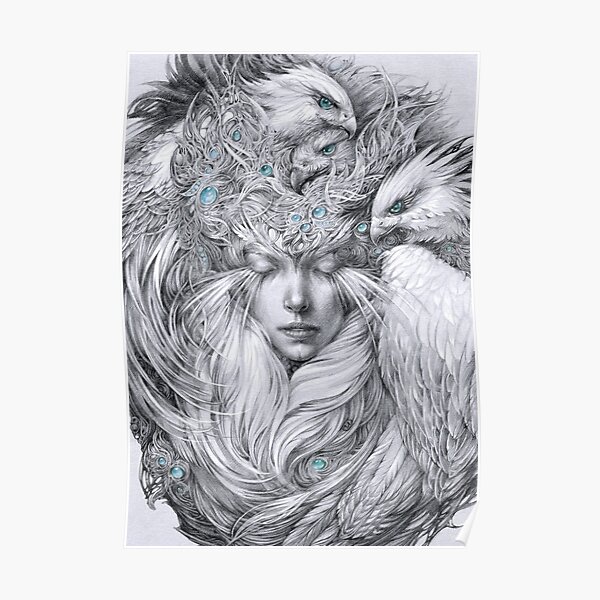 Fairy fairy with white hawks Poster