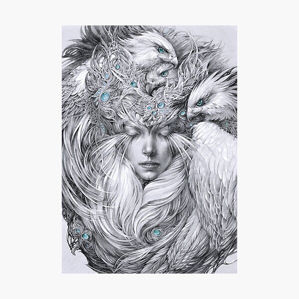 Fairy fairy with white hawks Photographic Print