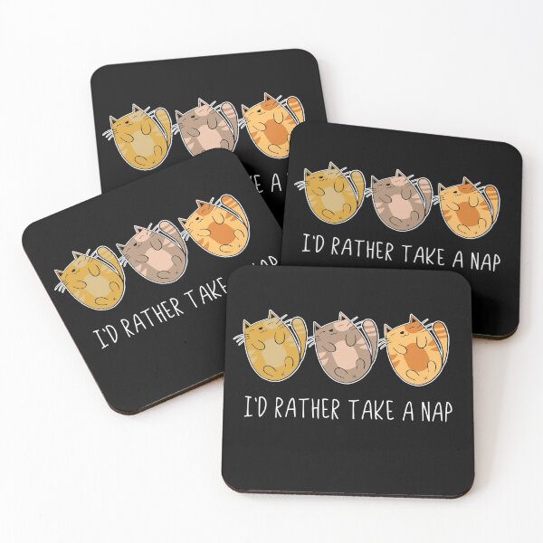 Item preview, Three Hand-drawn Cute Cats I'd Rather Take a Nap designed and sold by csaron92.