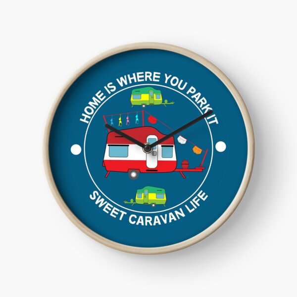 Caravans - Caravan Gifts - Road Nomads - Caravan tshirts - Camping - On The Road - Caravan Travel Mugs Clock