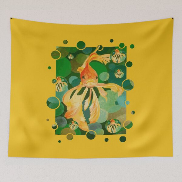 Item preview, Cute Goldfish Swimming In Green Colored Sea designed and sold by taiche.