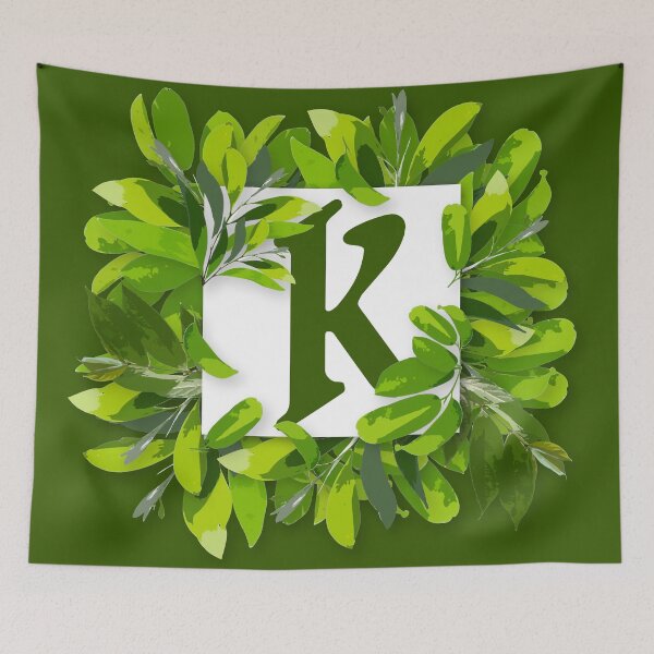Artikelvorschau, Monogramm K Laubrahmen | Hochzeitsbriefe | Blumenbrief entworfen und verkauft von VinBasis.