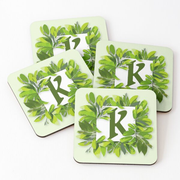 Artikelvorschau, Monogramm K Laubrahmen | Hochzeitsbriefe | Blumenbrief entworfen und verkauft von VinBasis.