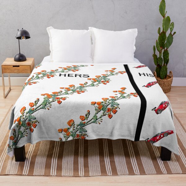 Item preview, His and Hers bed cover, uneven split design with him on right side her on left side designed and sold by Tramontane Designs.