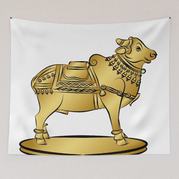 Item preview, Holy cow in Kalamkari Indian traditional folk art designed and sold by Gurunath Bhadekar.