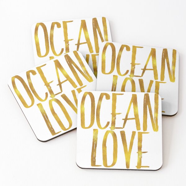 Item preview, Ocean Love - Metallic gold inspired coastal quote designed and sold by SilverSpiral.