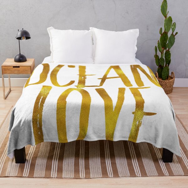 Item preview, Ocean Love - Metallic gold inspired coastal quote designed and sold by SilverSpiral.
