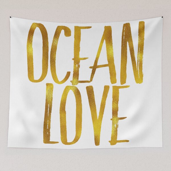 Item preview, Ocean Love - Metallic gold inspired coastal quote designed and sold by SilverSpiral.