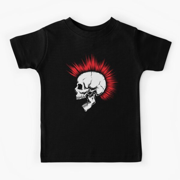 Vista previa del artículo con la obra «Calavera punk con mohawk rojo», diseñado y vendido por Ikaroots.