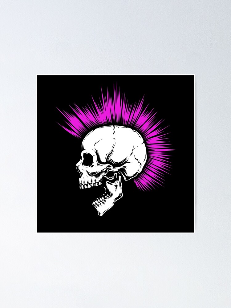 Punk Skull with Fuchsia Mohawk