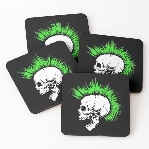 Item preview, Punk Skull with Green Mohawk designed and sold by Ikaroots.