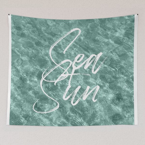 Item preview, Inspiring quote from the beach in beautiful ocean shades designed and sold by SilverSpiral.