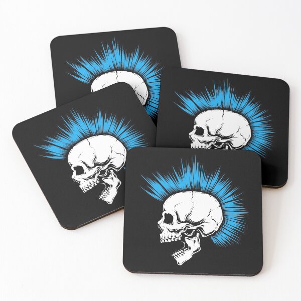 Item preview, Punk Skull with Blue Mohawk designed and sold by Ikaroots.