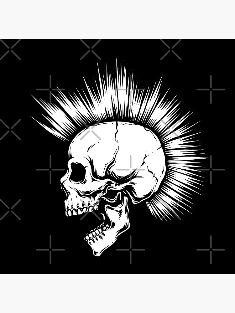 アート・デザイン・音楽 PUNK Punk rock pattern featuring skulls and guitars | Premium Vector