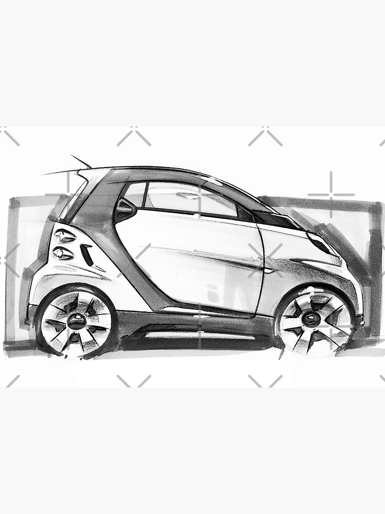 Smart ForTwo B&W Design Sketch Art Board Print for Sale by Smart-Racer